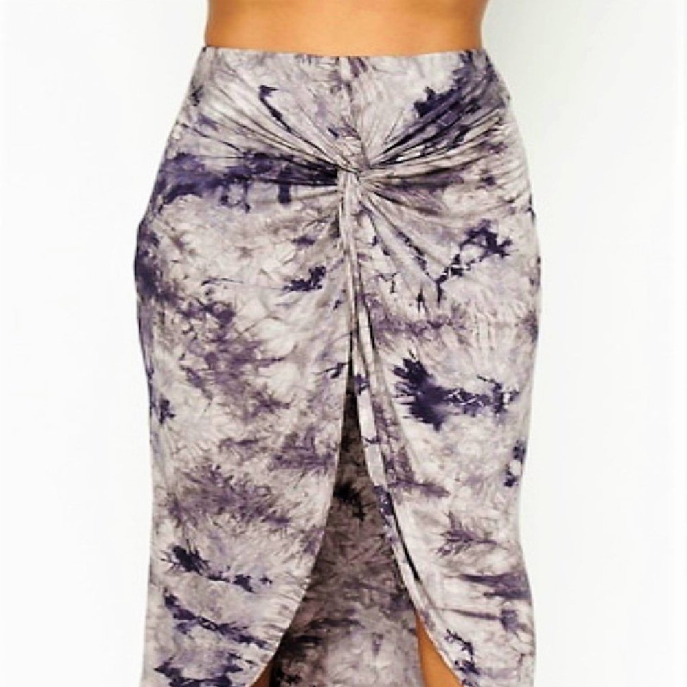 Tie-Dye Twist Open Front Long Skirt